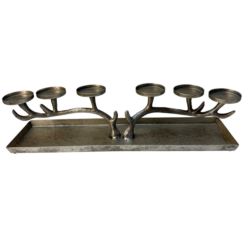 Vagabond Vintage Twig Candelabra 6-Cup Branch Candle Holder Antique  16in antler